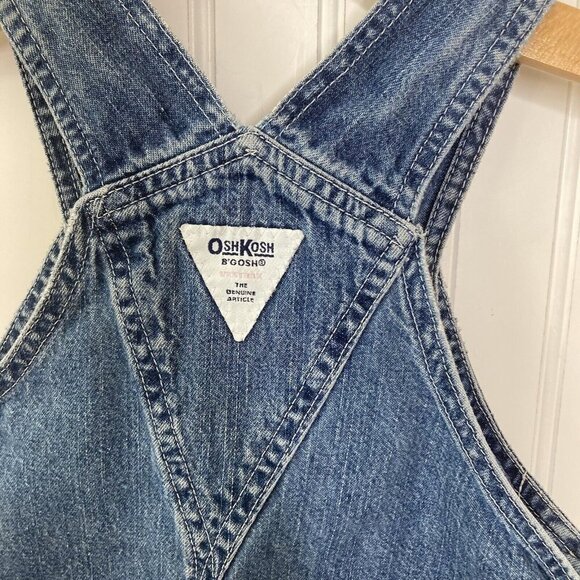 Vintage Oshkosh B'Gosh Girls 6X Bib Med Wash Denim Jean Blue Bib Overall Dress - Picture 6 of 11